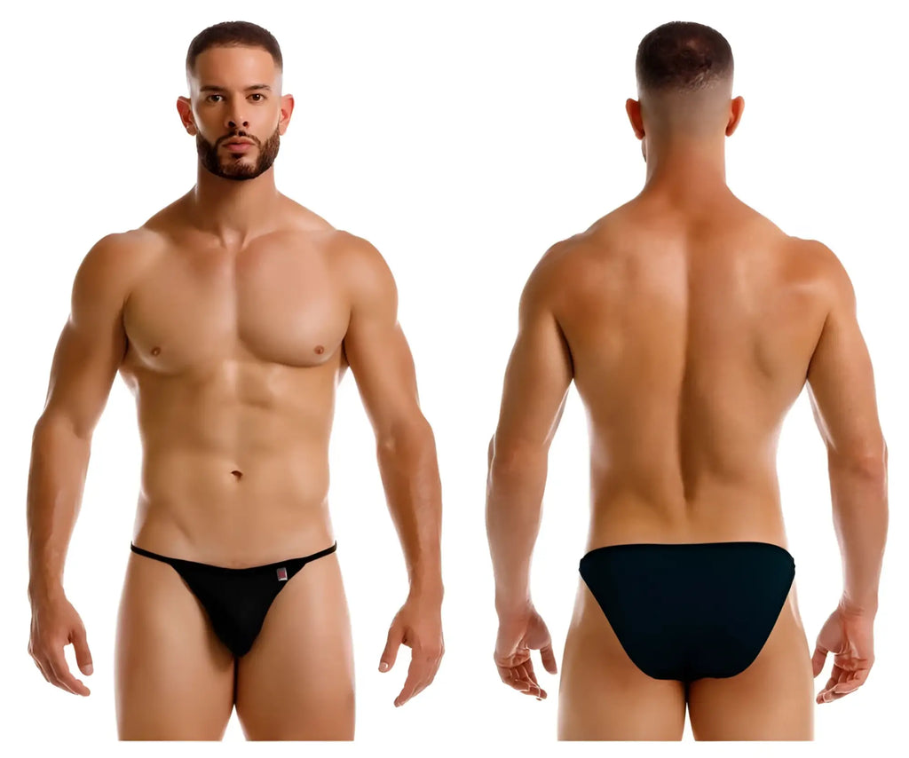 Black jor 2257 axel bikini briefs with a small red and white logo on the left hipband for comfortable wear