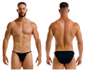 Black jor 2257 axel bikini briefs with a small red and white logo on the left hipband for comfortable wear
