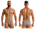 Gray jor 2257 axel bikini briefs with subtle logo on left hipband made from breathable fabric for active wear