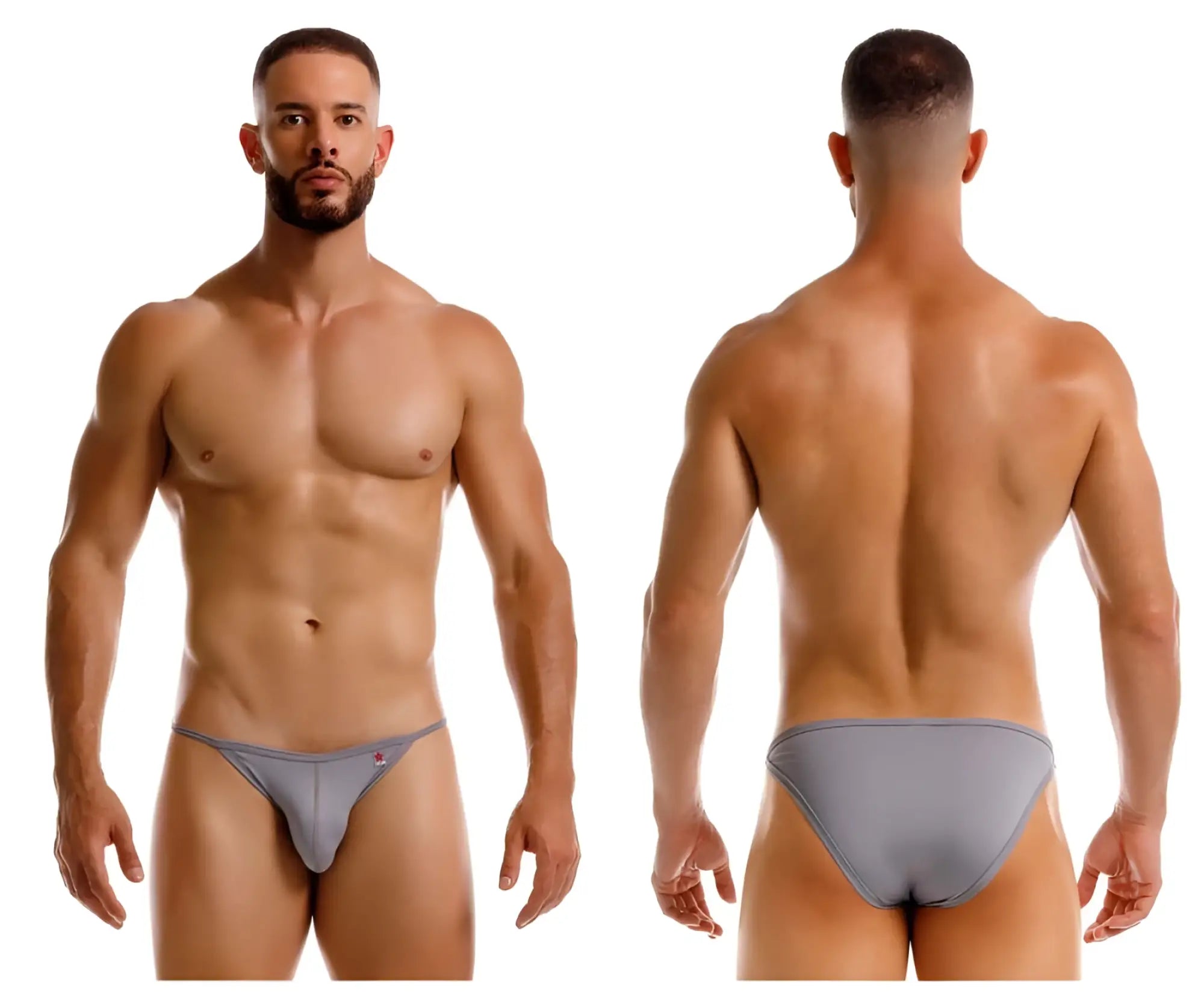 Gray jor 2257 axel bikini briefs with subtle logo on left hipband made from breathable fabric for active wear