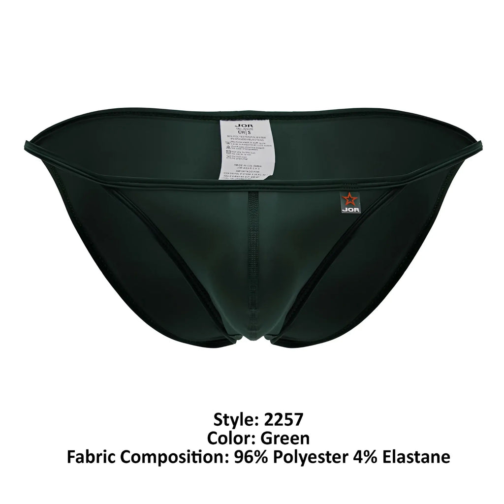 Dark green jor 2257 axel bikini swim trunks with sleek form-fitting design made of 96 polyester 4 elastane