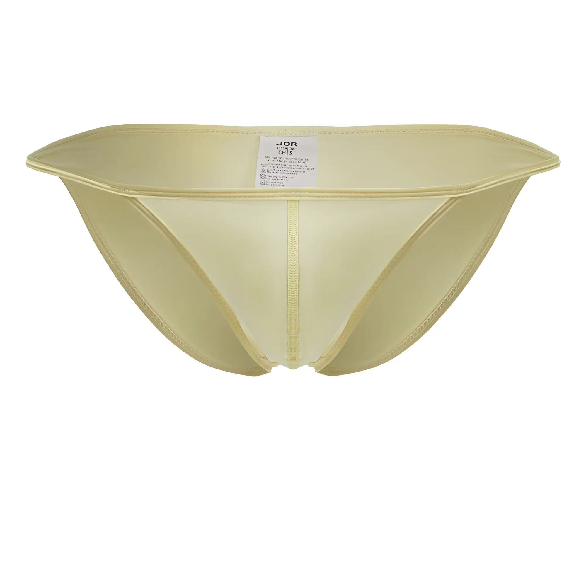 Jor 2257 axel bikini yellow sheer mesh brief with central zipper and reinforced seams