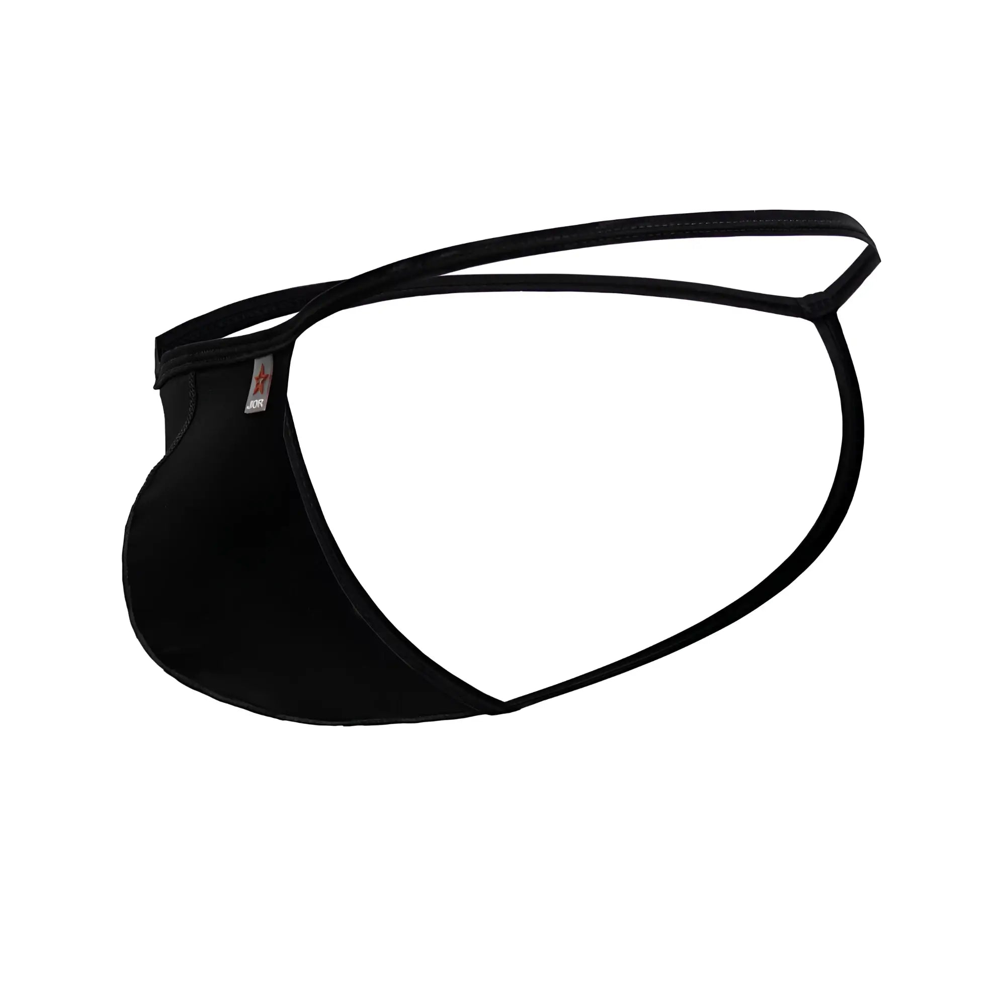 Black men’s thong jor 2258 axel g-string in black with sleek minimalist design and thin elastic straps shown from back