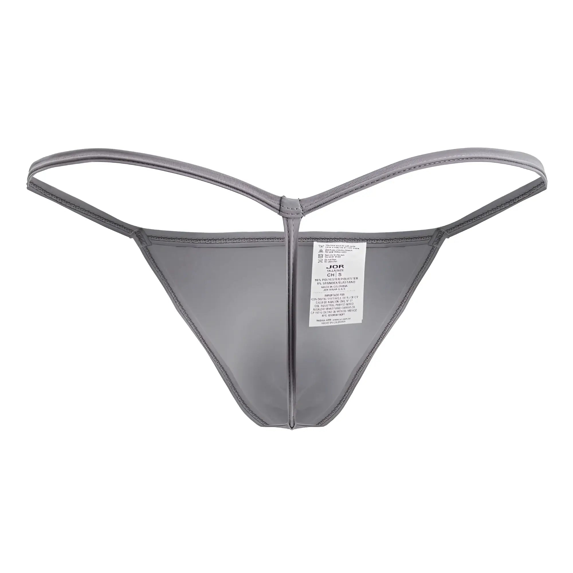 Gray jor 2258 axel g-string thong made of stretchy smooth fabric with a sleek minimalist design showing the back side