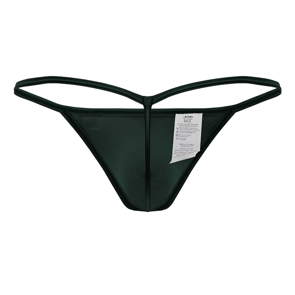 Black jor 2258 axel g-string thong in green with sleek minimalist design and smooth fabric visible from the back