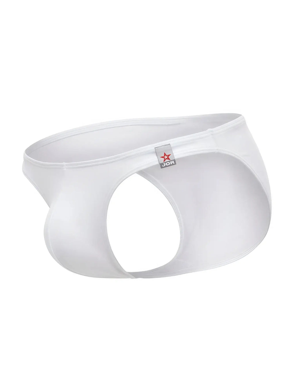 White jor 2273 travel swim bikini men’s briefs with sleek form-fitting design and distinctive cutout in white
