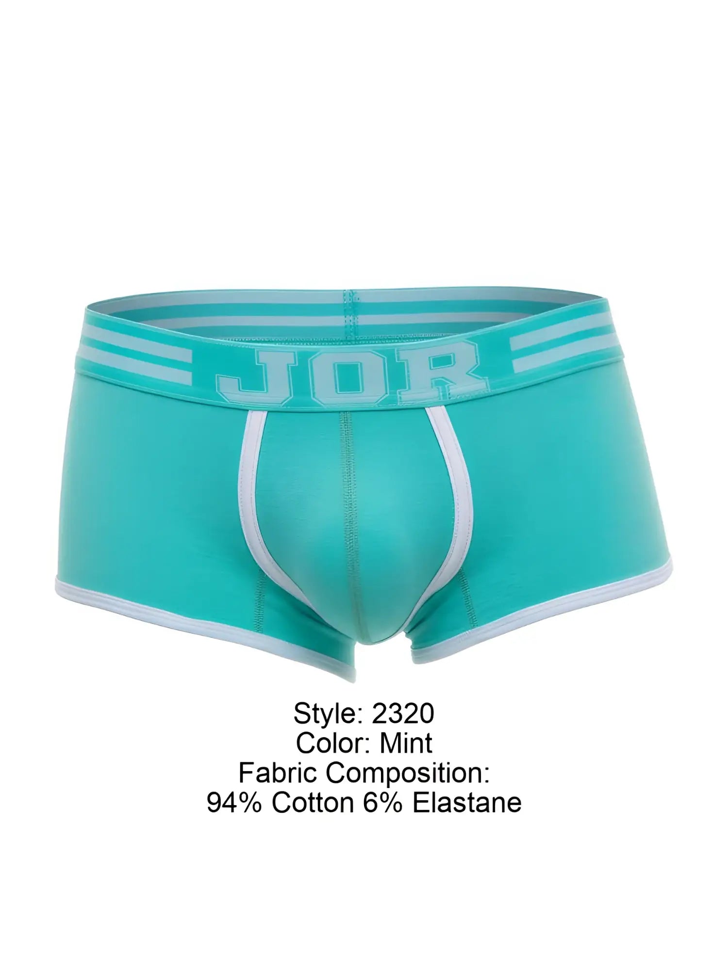 Jor 2320 college trunks mint men’s briefs with white trim elastic waistband comfortable fabric