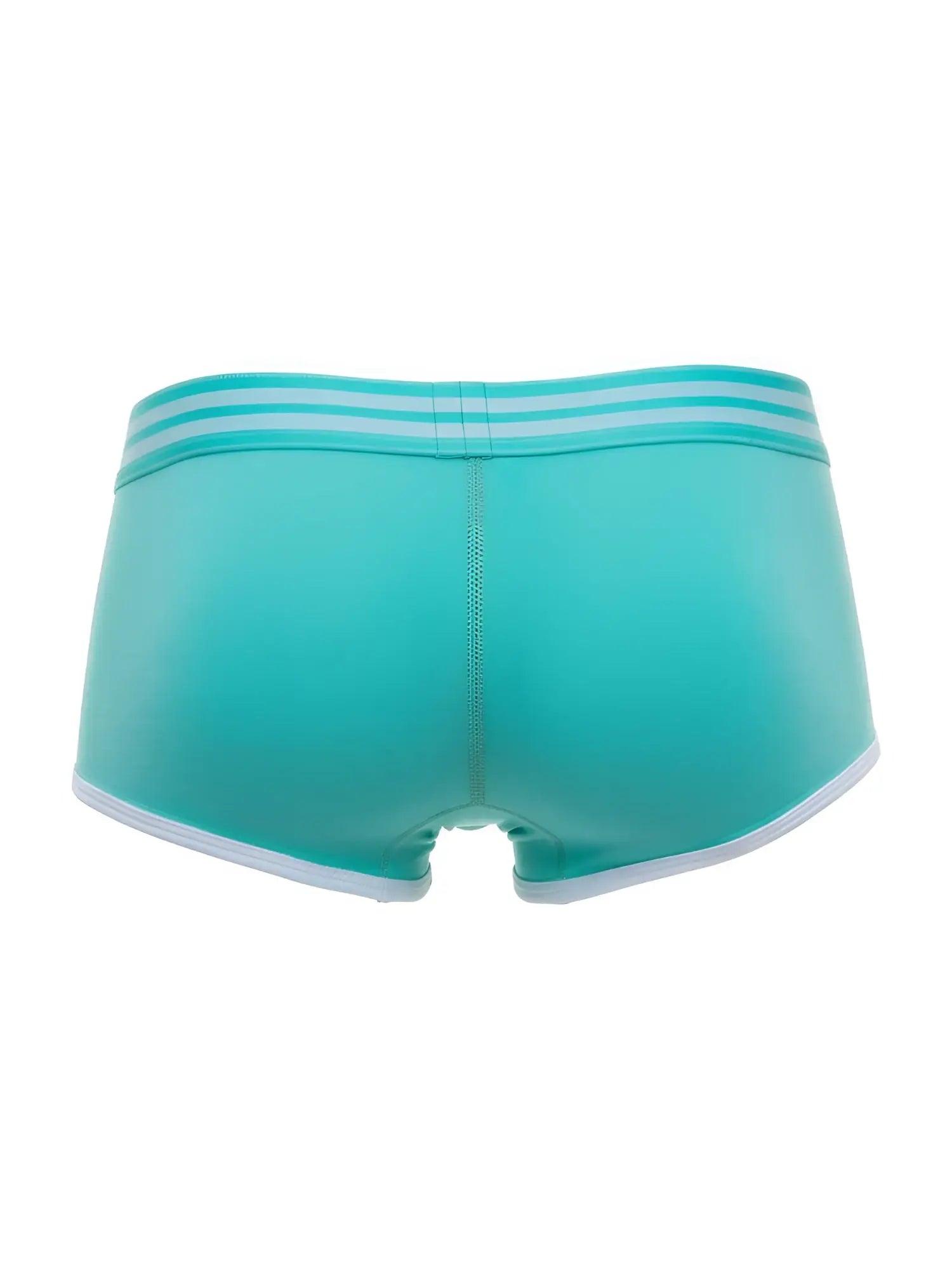 Turquoise jor 2320 college trunks athletic briefs with white trim and three waistband stripes in mint color