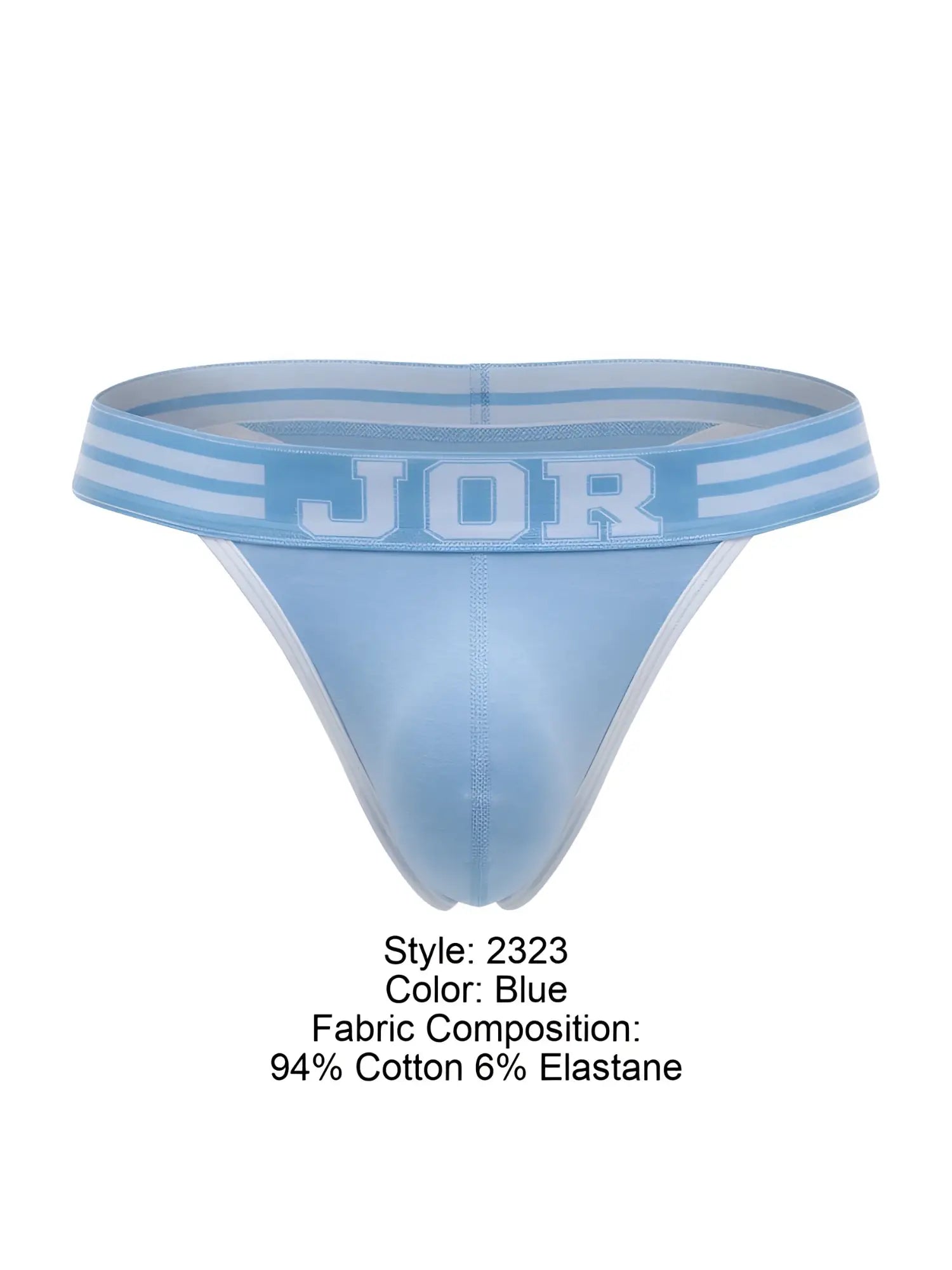 Light blue jor 2323 college thong made of 94 percent cotton and 6 percent elastane with striped waistband