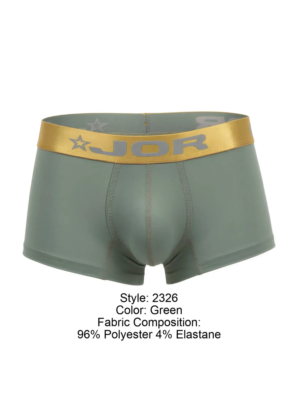 Green jor 2326 Soho trunks boxer briefs with gold logo waistband and star motifs in breathable fabric