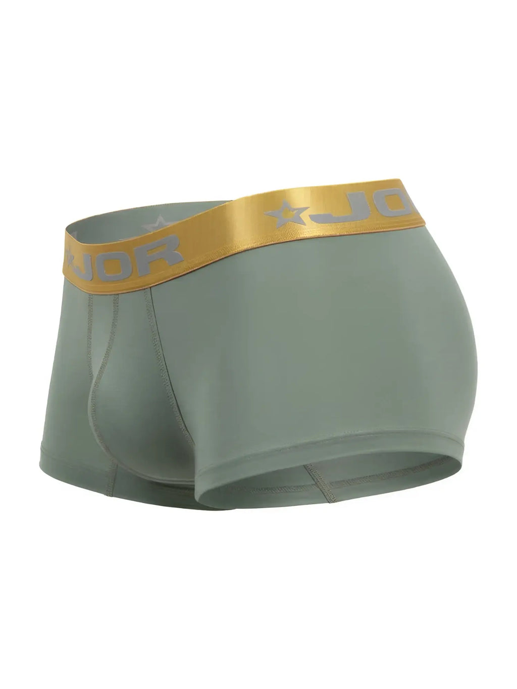 Mint green JOR 2326 Soho trunks boxer briefs with gold elastic waistband featuring jo logo and star emblem