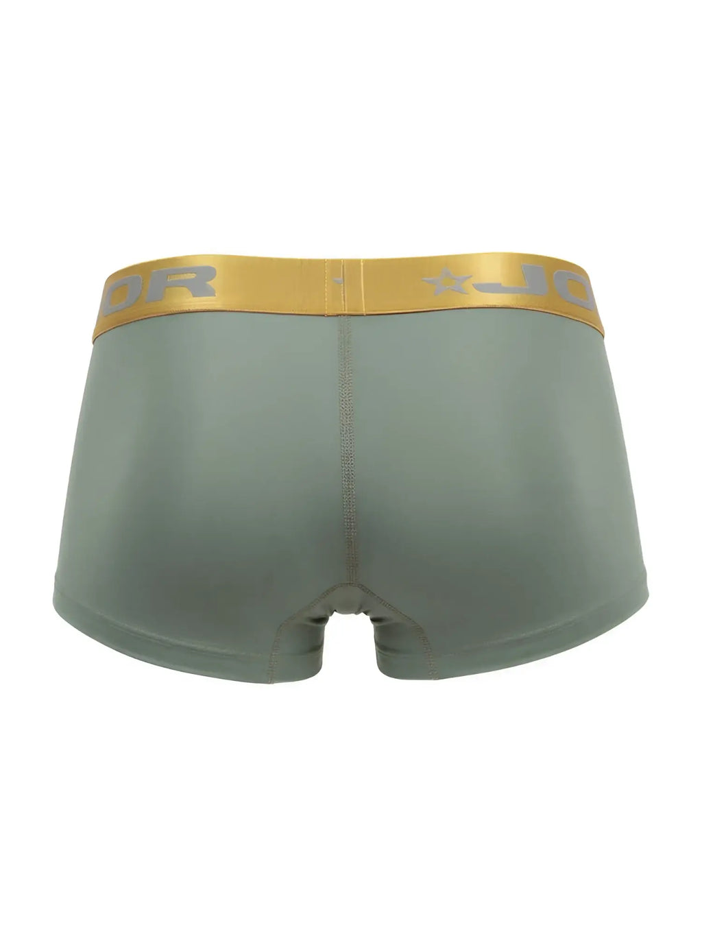 JOR 2326 Soho trunks olive green boxer briefs with gold waistband and gray branded logo for comfortable wear