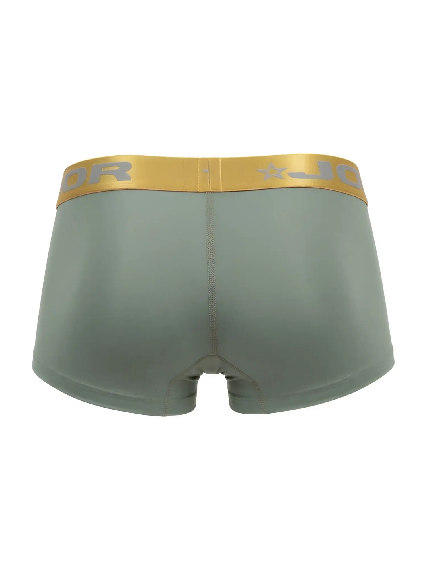 JOR 2326 Soho trunks olive green boxer briefs with gold waistband and gray branded logo for comfortable wear