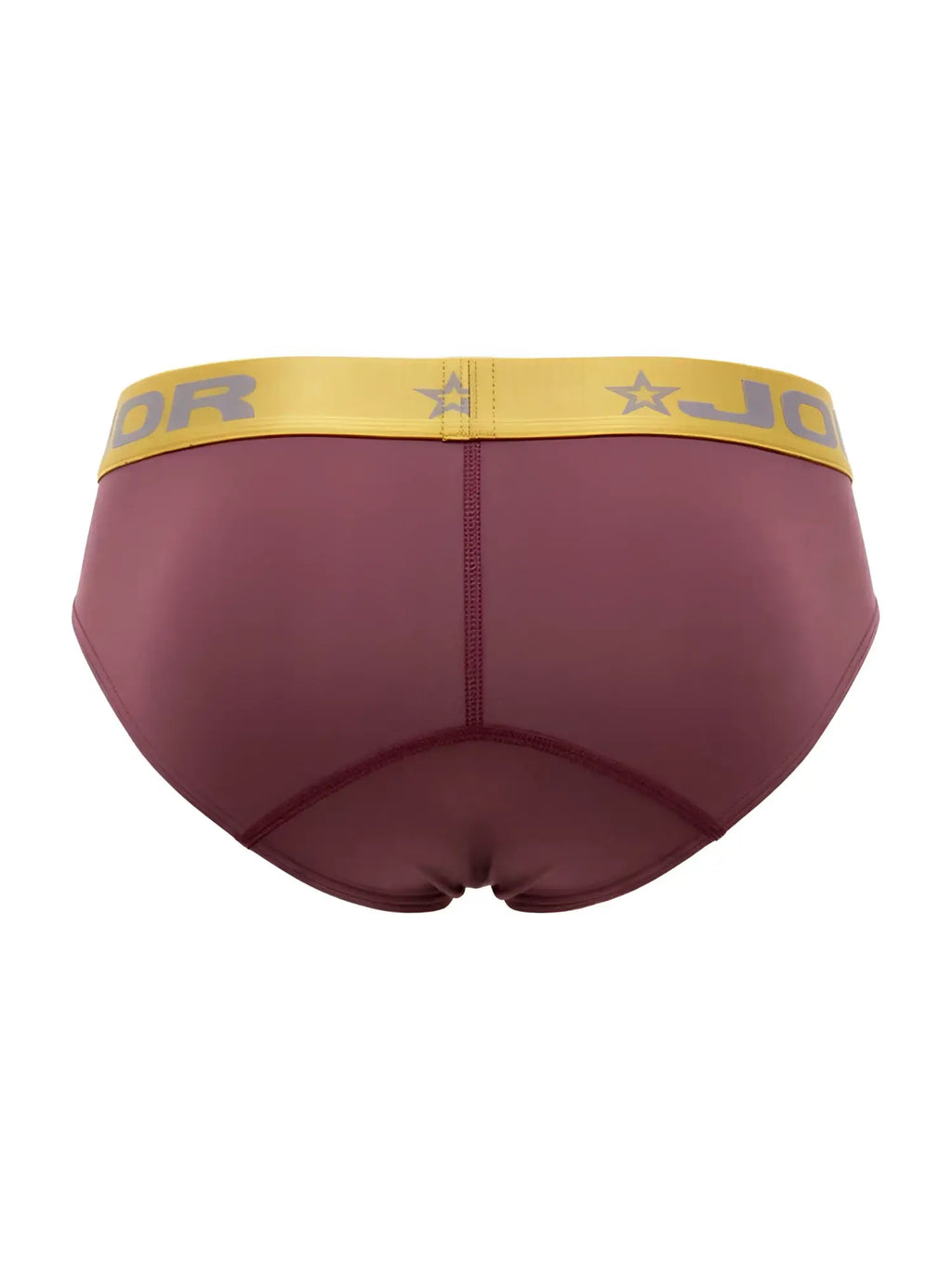 Maroon jor 2327 soho briefs with yellow jordan logo waistband and star motifs in comfortable fabric