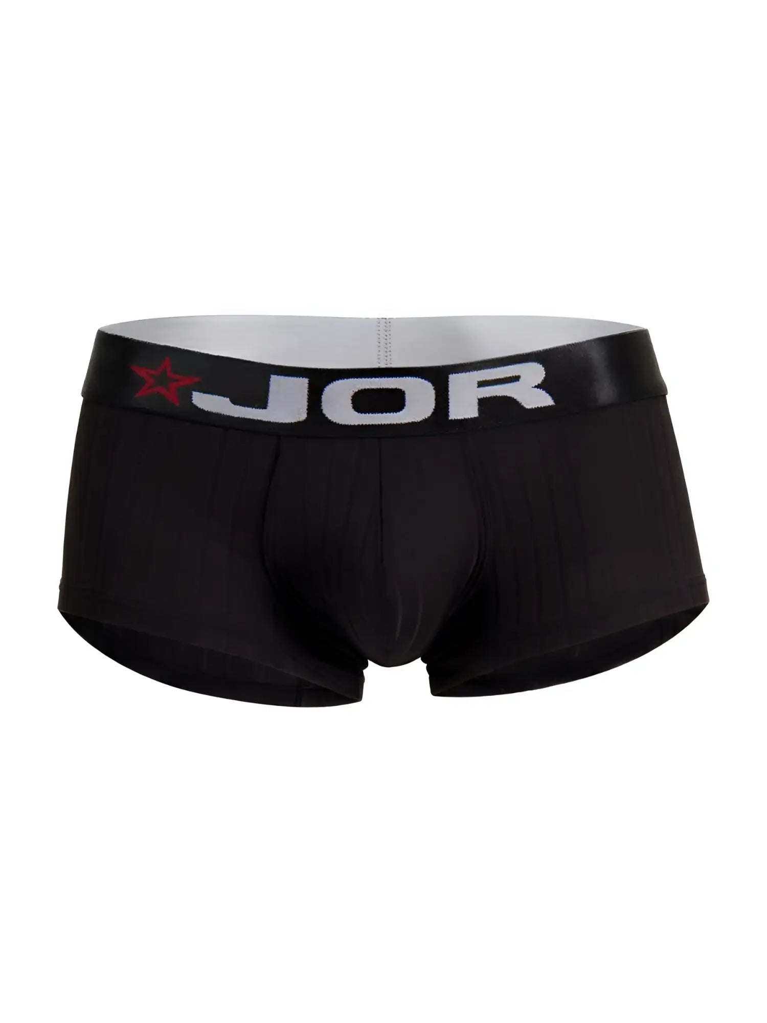 Black jor 2330 cronos trunks briefs with gray waistband featuring brand name and red star logo for comfortable wear