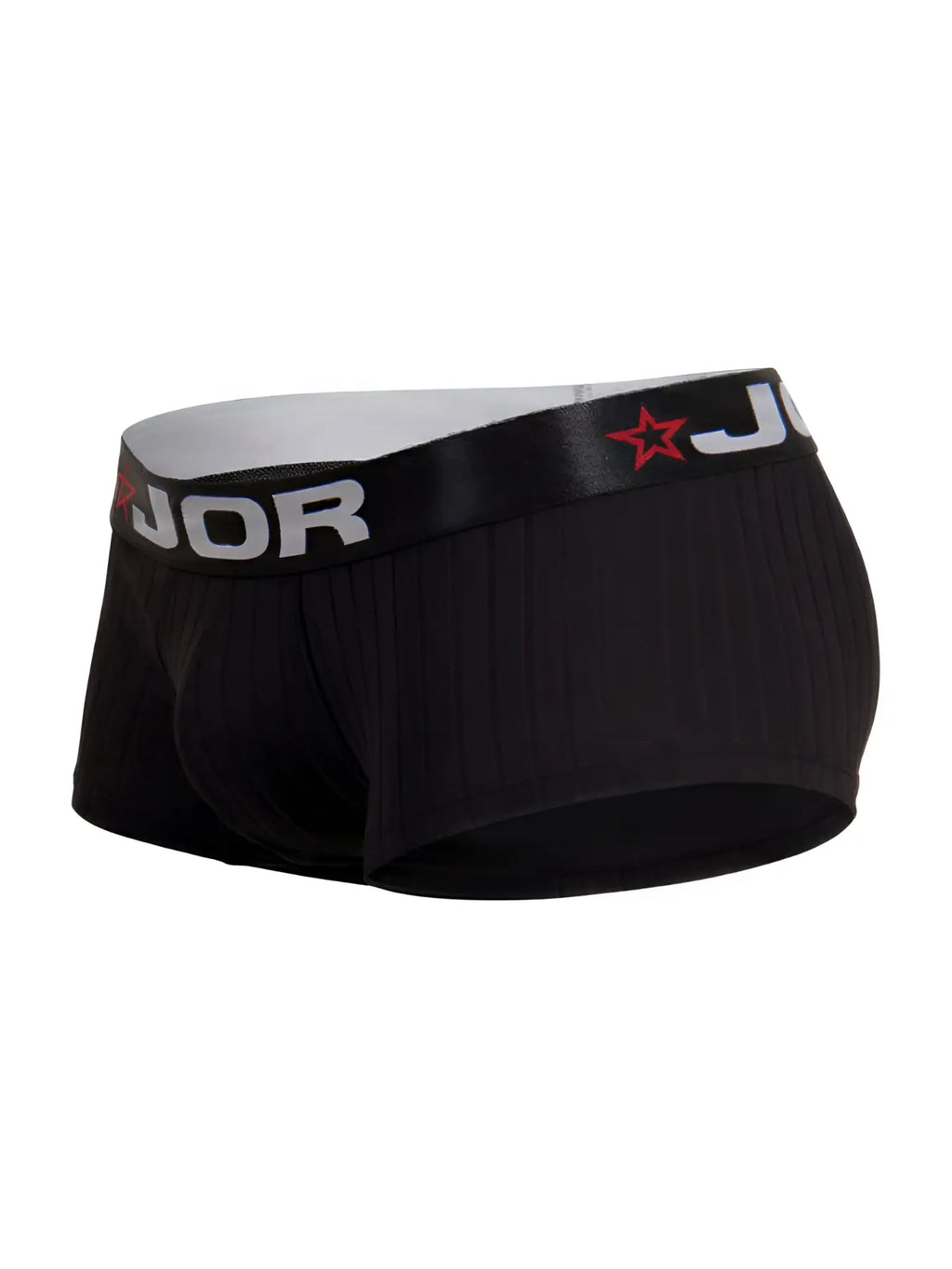 Black jor 2330 cronos trunks ribbed men’s briefs with contrasting white waistband and brand logo in black color