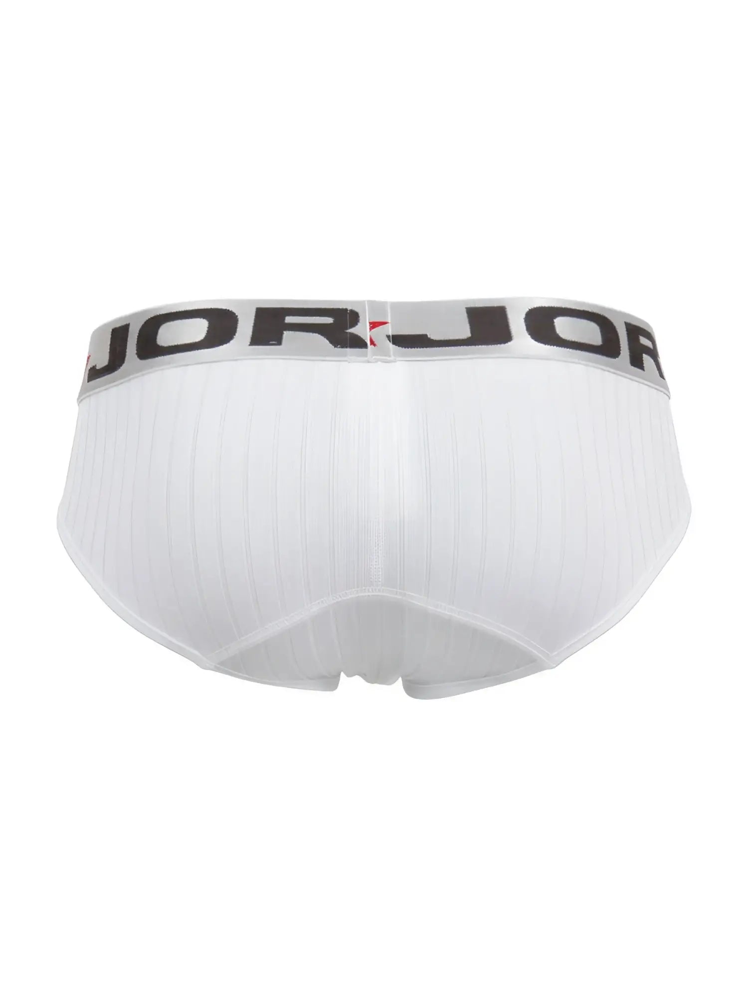White jorjor mens briefs with ribbed texture and black logo band jor 2331 cronos briefs color white
