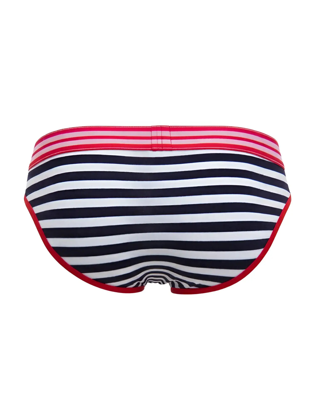 Navy and white striped JOR 2335 Santorini briefs with red trim made from soft stretch fabric for comfortable wear