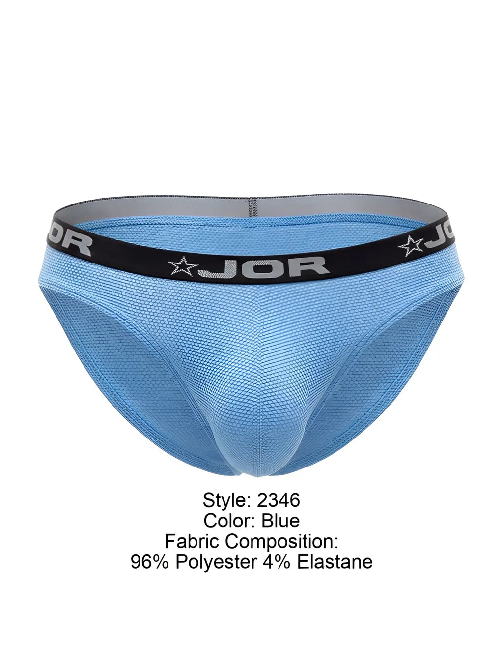 Light blue jor 2346 cannes bikini briefs made of 96 polyester 4 elastane with black jor waistband and star emblem