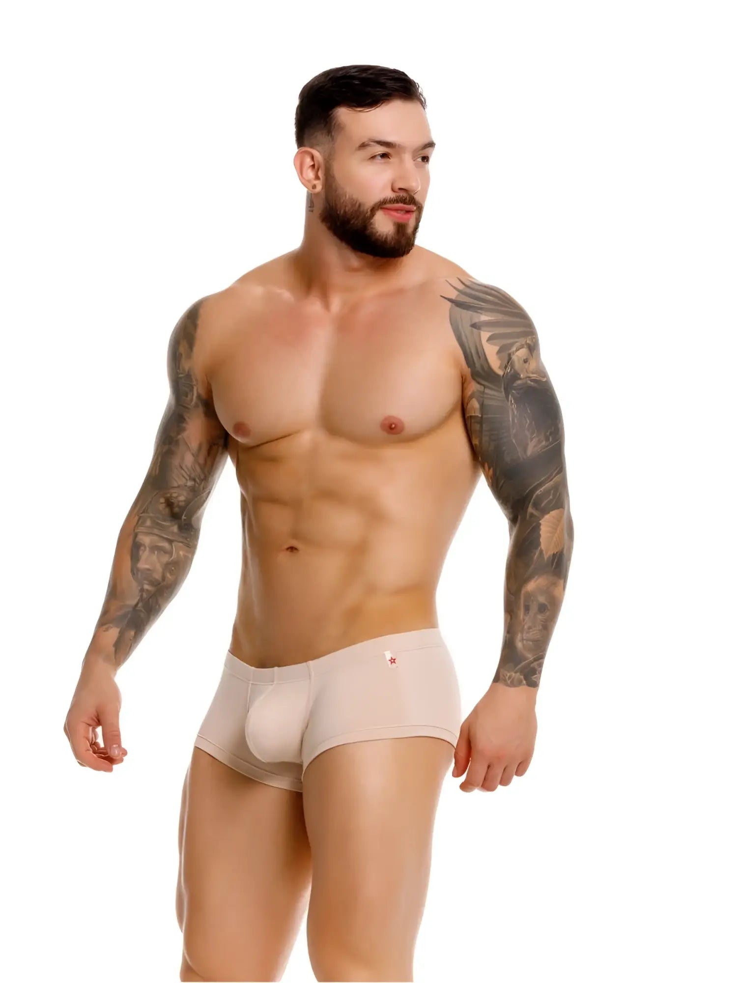 Beige jor 2347 invisible trunks men’s briefs with subtle logo on waistband for comfortable everyday wear