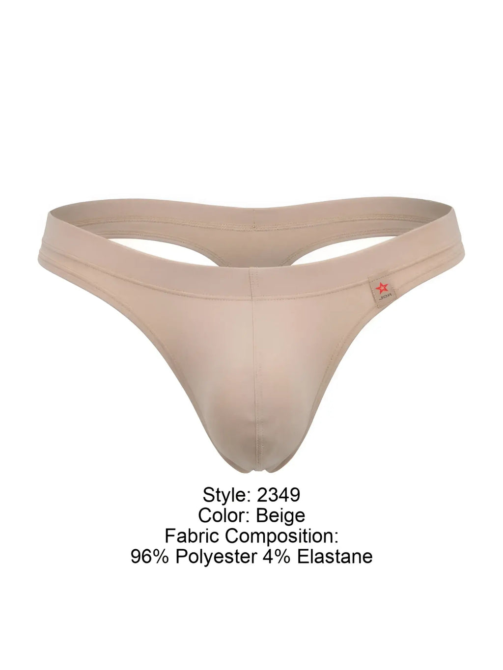 Beige JOR 2349 invisible thong made of 96% polyester and 4% elastane with a small red star logo on the side