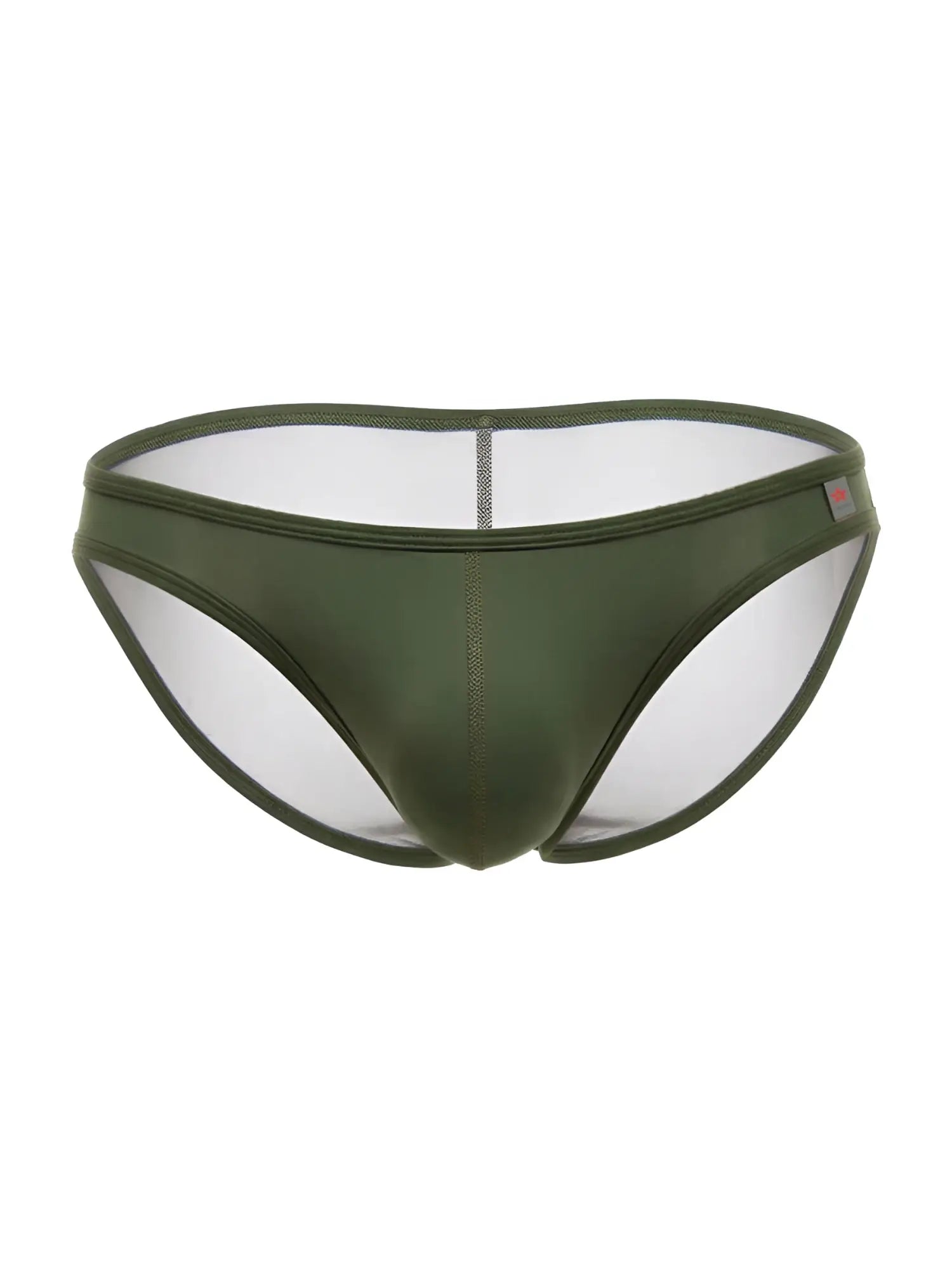Olive green jor 2353 origin bikini briefs with mesh fabric and transparent side panels in a sleek design