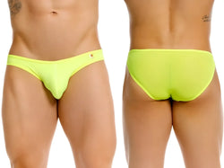 Bright neon green jor 2353 origin bikini briefs with a small star logo on the waistband