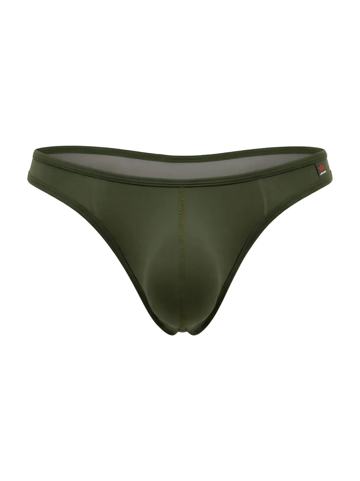 Olive green jor 2354 origin men’s thong with smooth stretchy fabric and subtle center seam detail