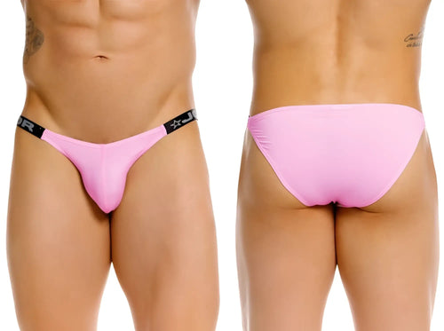 Pink thong bikini with black elastic waistband featuring star and j logo from JOR 2355 Eros collection