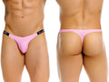 Pink JOR 2357 Eros thong with black elastic waistband featuring star logo and j branding on the front side