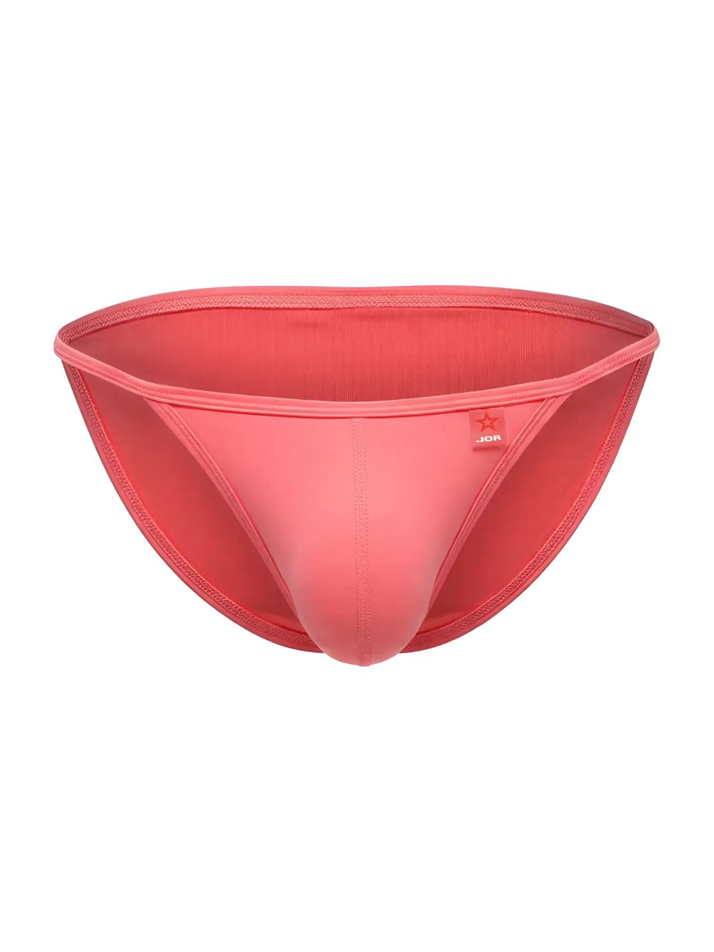 A coral-colored jor 2358 axel bikini brief with smooth fabric and minimalistic design for men