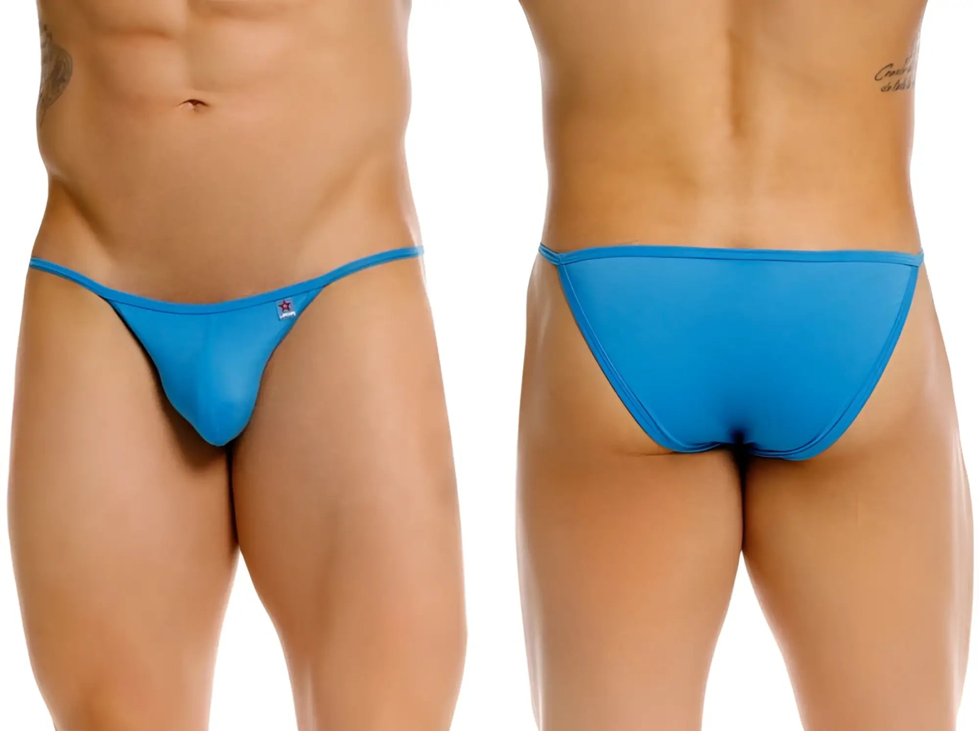 Jor 2358 axel bikini turquoise bright blue form-fitting thong underwear with subtle logo on the front