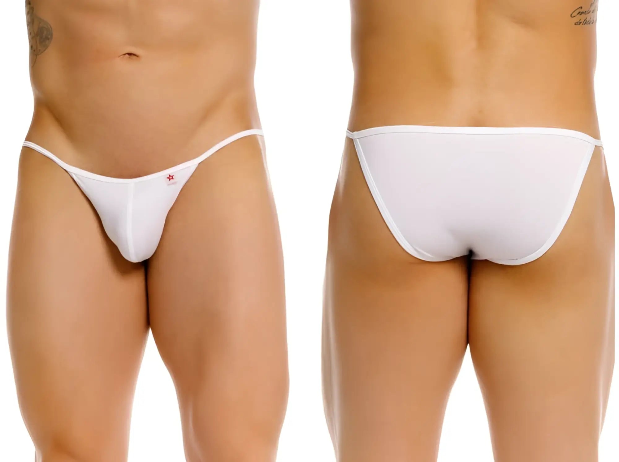 White thong underwear jor 2358 axel bikini with a small red star logo on the front in white color