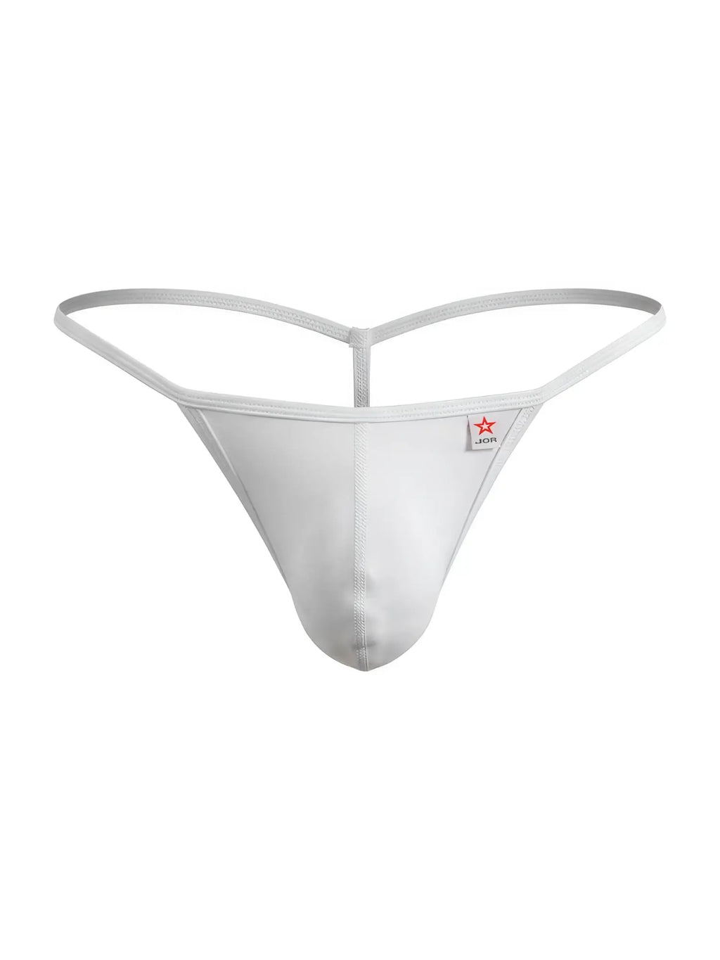 White jock brand thong jor 2359 axel g-string with smooth form-fitting design and thin elastic straps in white