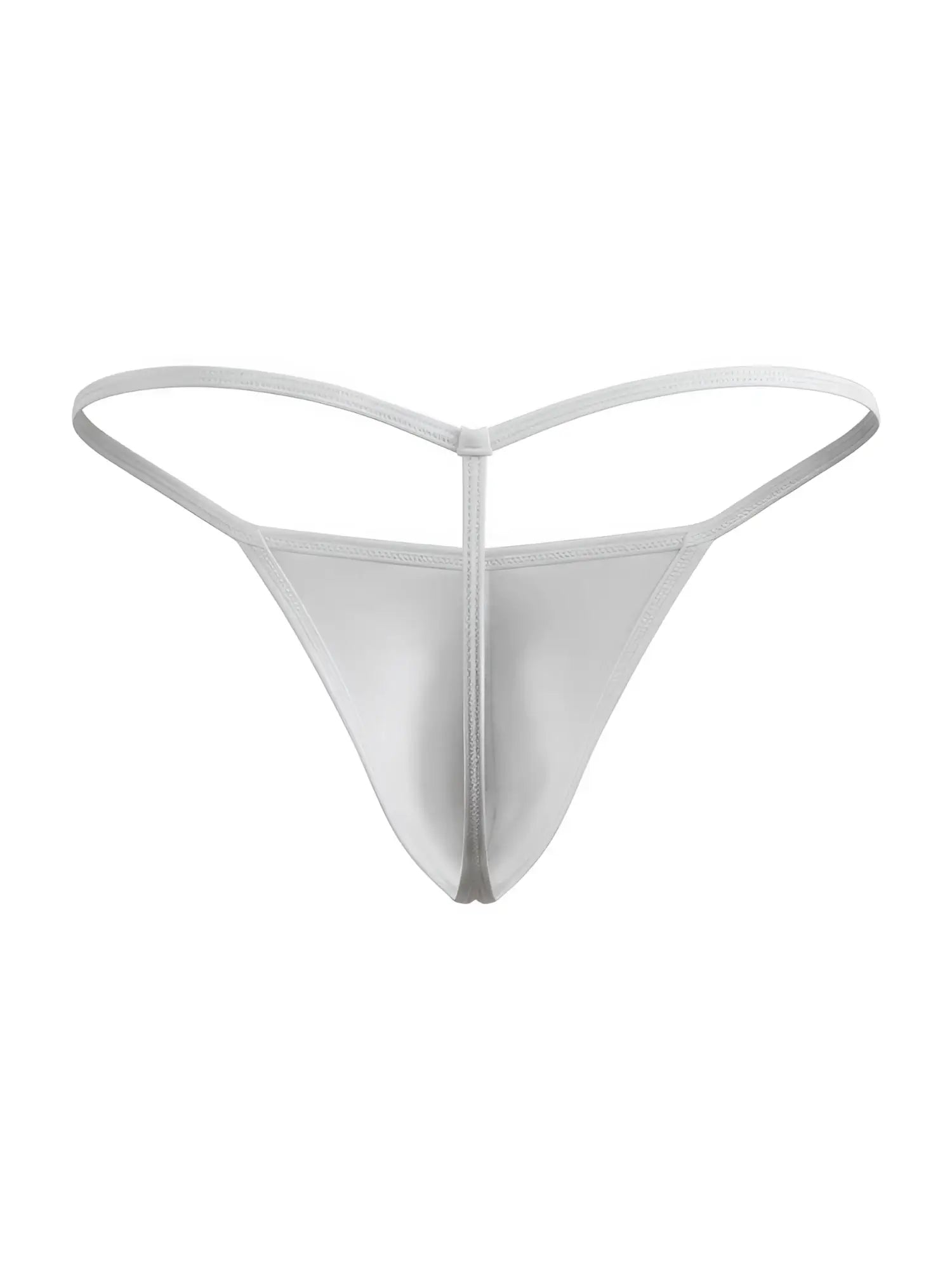 A sleek white JOR 2359 Axel g-string thong made of translucent satin-like fabric with thin supportive straps
