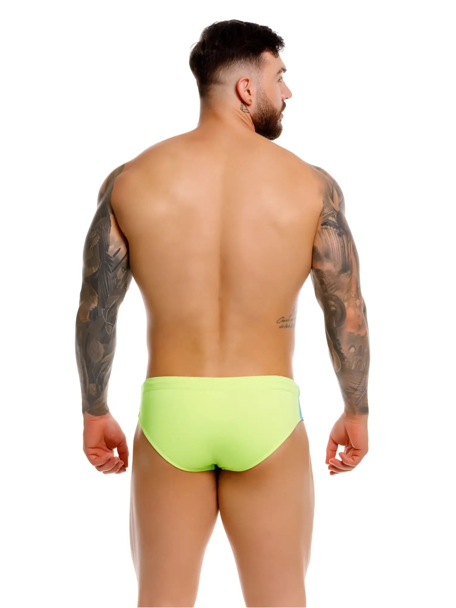 Bright neon green jor 2384 wind swim briefs featuring lightweight material for comfortable beach use