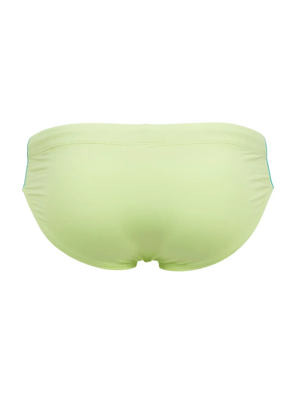 Jor 2384 wind swim briefs in lime green with subtle teal trim along side seams for stylish swimwear use