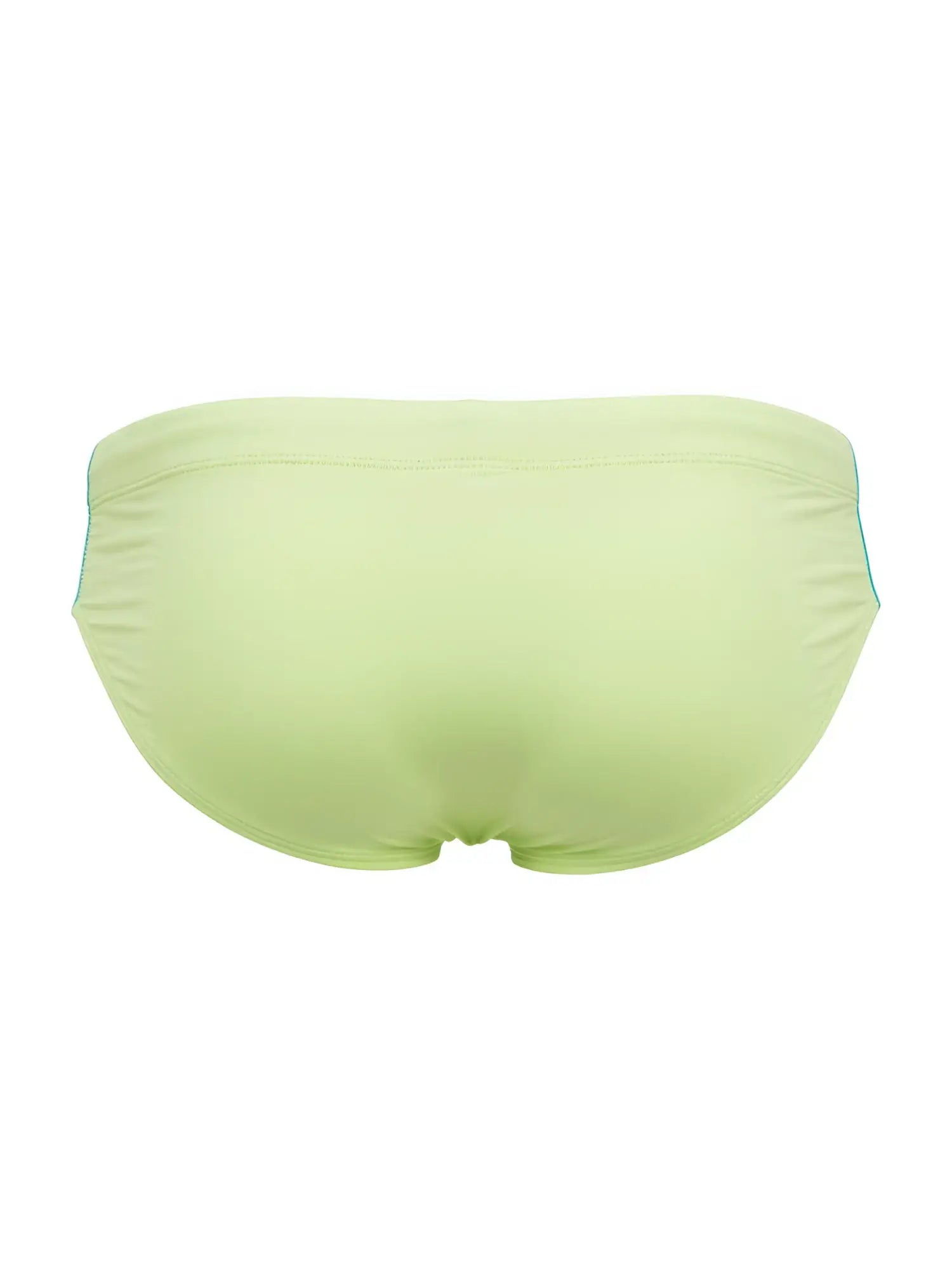 Jor 2384 wind swim briefs in lime green with subtle teal trim along side seams for stylish swimwear use