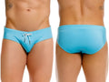 Light blue travel swim briefs by JOR 2387 with white drawstring tie designed for comfortable swimming