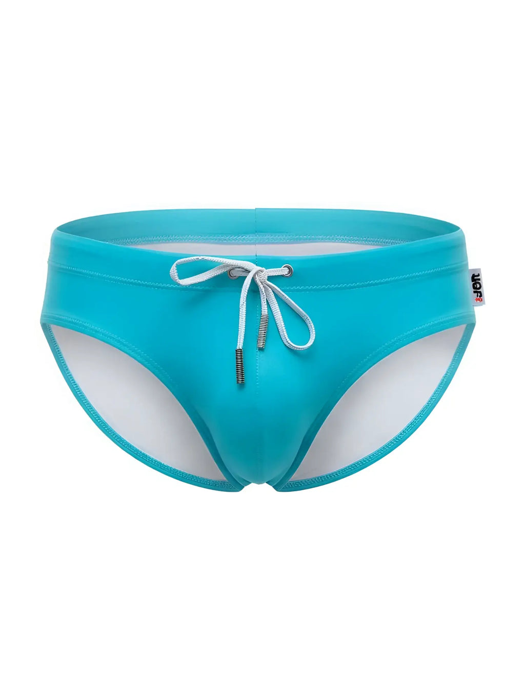 Turquoise jor 2387 travel swim briefs with white drawstring elastic waistband designed for comfortable swimwear use