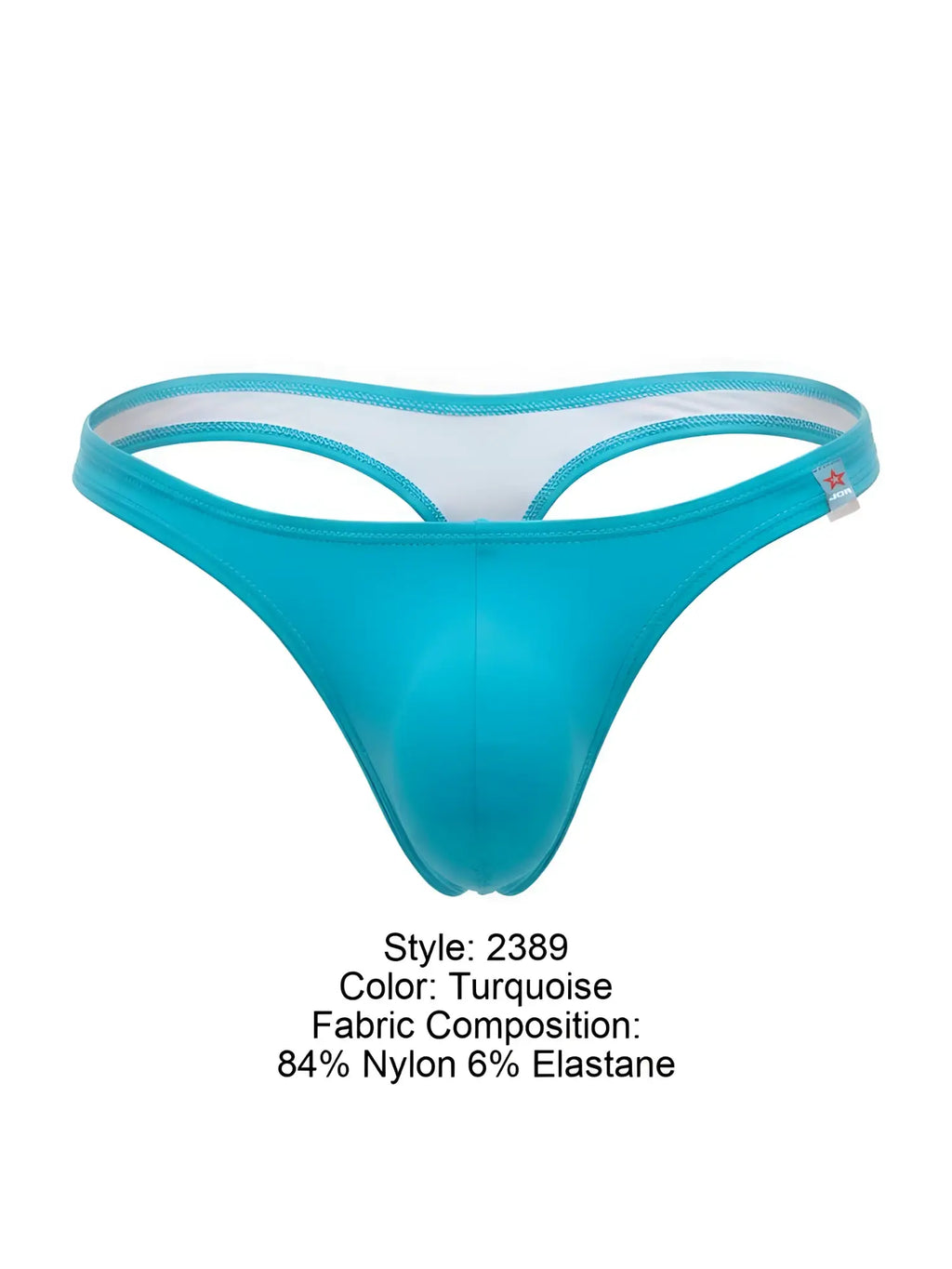 Turquoise jor 2389 travel swim thong made of nylon and elastane with white inner lining for comfortable wear
