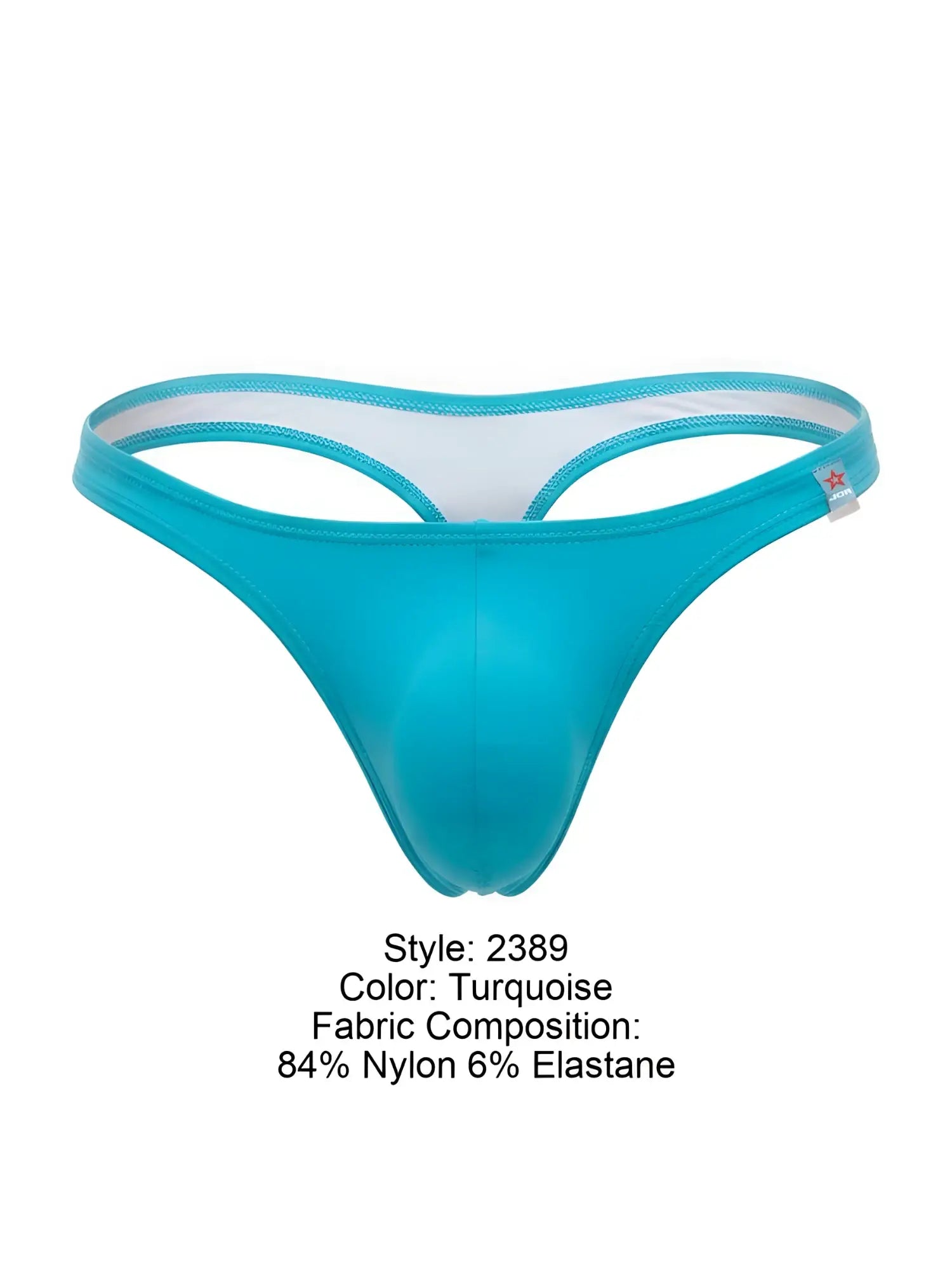 Turquoise jor 2389 travel swim thong made of nylon and elastane with white inner lining for comfortable wear