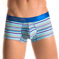 Jor lines boxer underwear blue 0177 size M with blue purple and light green stripes and shiny blue waistband