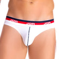 White jor naval bikini underwear size m with red and navy blue waistband featuring jor logo in white lettering