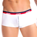 White jor naval boxer brief underwear size m with red and navy elastic waistband featuring brand name