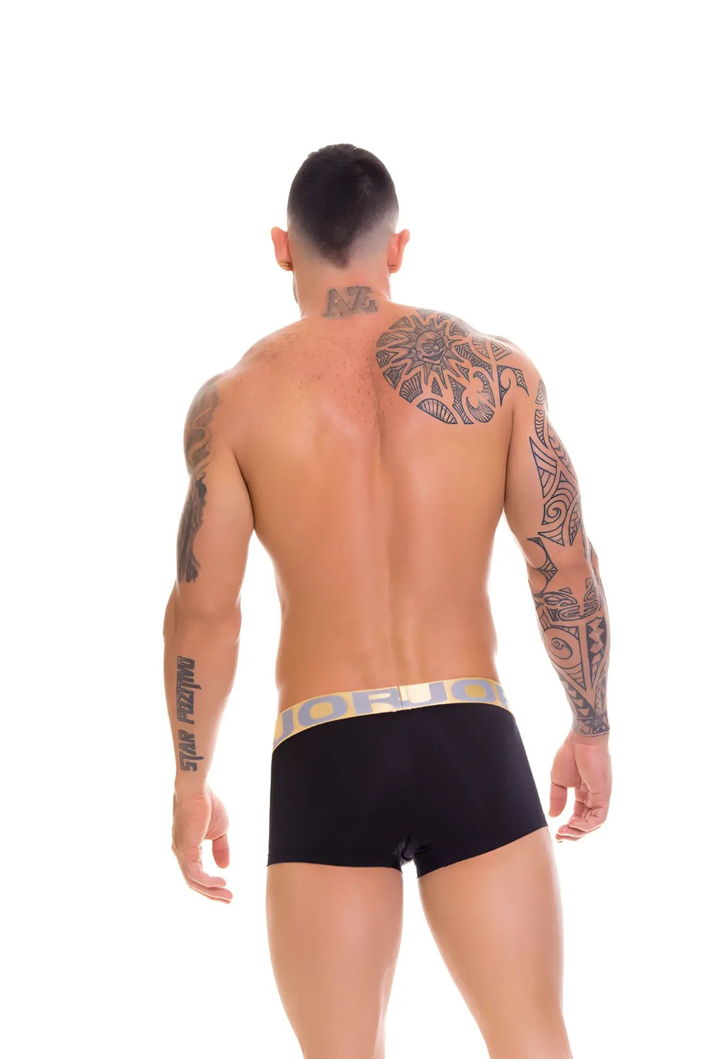 Black jor soft boxer underwear size l with gold and white branded waistband and soft fabric material