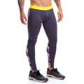 Dark gray jor speed long pants grey 0447 in size S with bright yellow waistband and colorful geometric thigh patterns