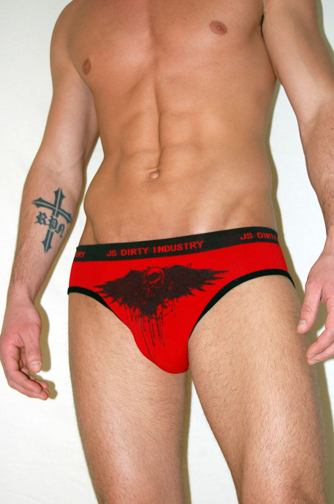 JS Dirty Industry Dirty SX Low Cut No Show Seamless Brief Unterwäsche, Rot/Schwarz, Größe M