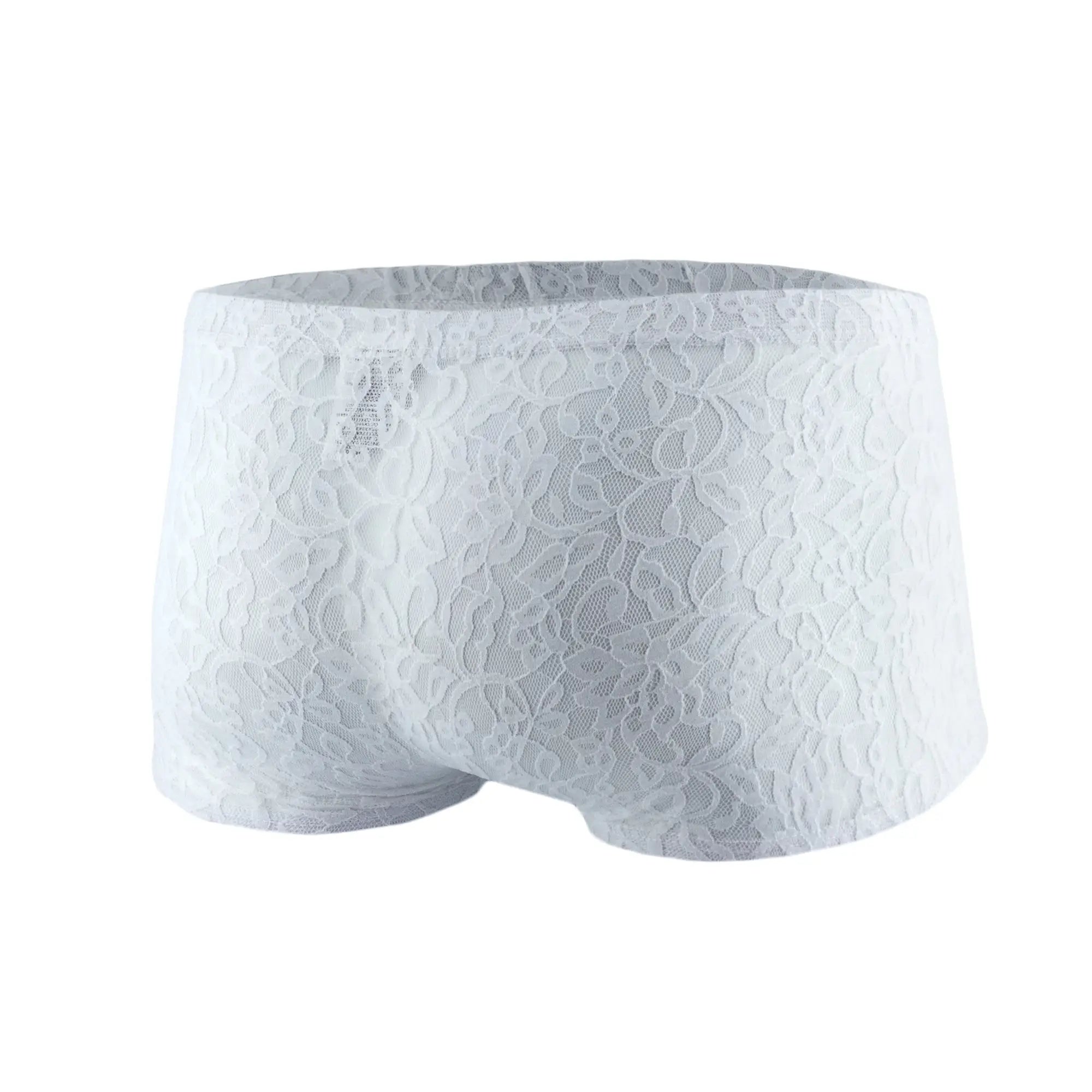 White lace men’s boxer underwear with delicate floral mesh pattern from Joe Snyder JS08-Joe Snyder Boxer Mesh