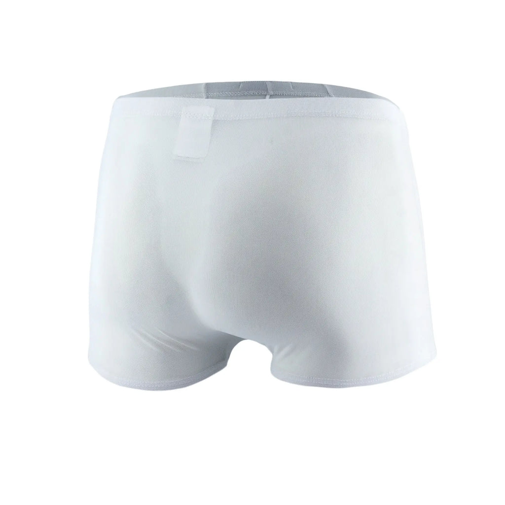 White briefs js08 joe snyder boxer mesh with textured fabric and gray elastic waistband front view